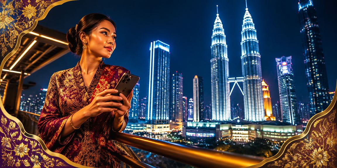 Pengguna Kuala Lumpur menggunakan telefon untuk daftar akaun jkc88 dengan motif batik